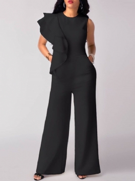 Asymmetri Ruffles Wide Leg Jumpsuit For Kvinner