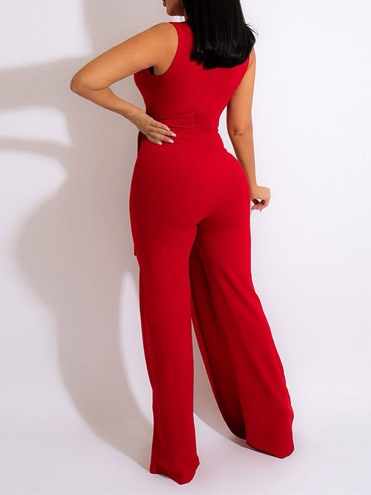 Asymmetrisk Full Lengde Sexy Slim Straight Jumpsuit