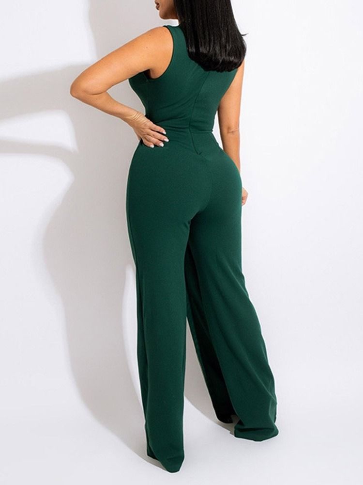 Asymmetrisk Full Lengde Sexy Slim Straight Jumpsuit