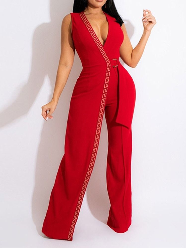 Asymmetrisk Full Lengde Sexy Slim Straight Jumpsuit