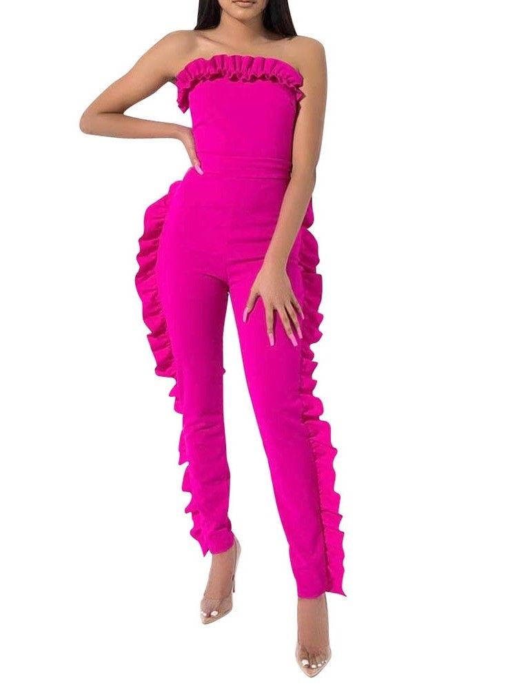 Bowknot Plain Full Length Skinny Jumpsuit For Kvinner