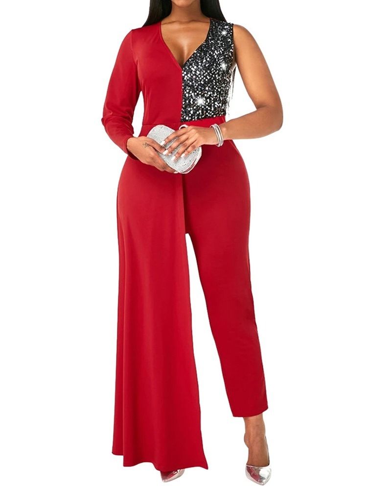 Color Block Formal Full Lengde Slim Høy Midje Jumpsuit