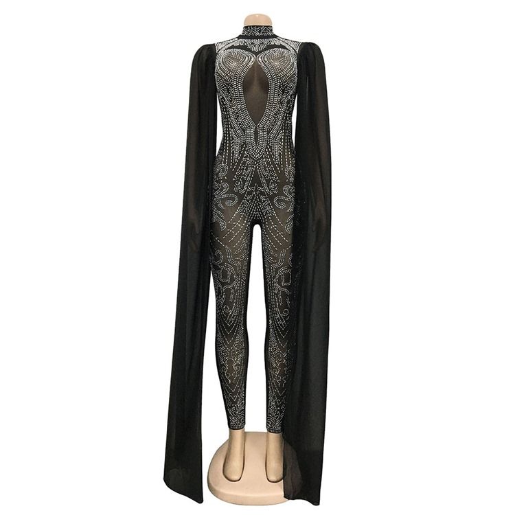 Diamond Full Length Fashion Skinny Pencil Bukser Jumpsuit