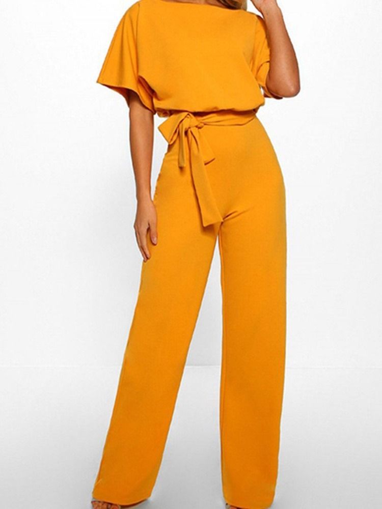 Ensfarget Fest Cocktail Slim Rett Jumpsuit For Kvinner