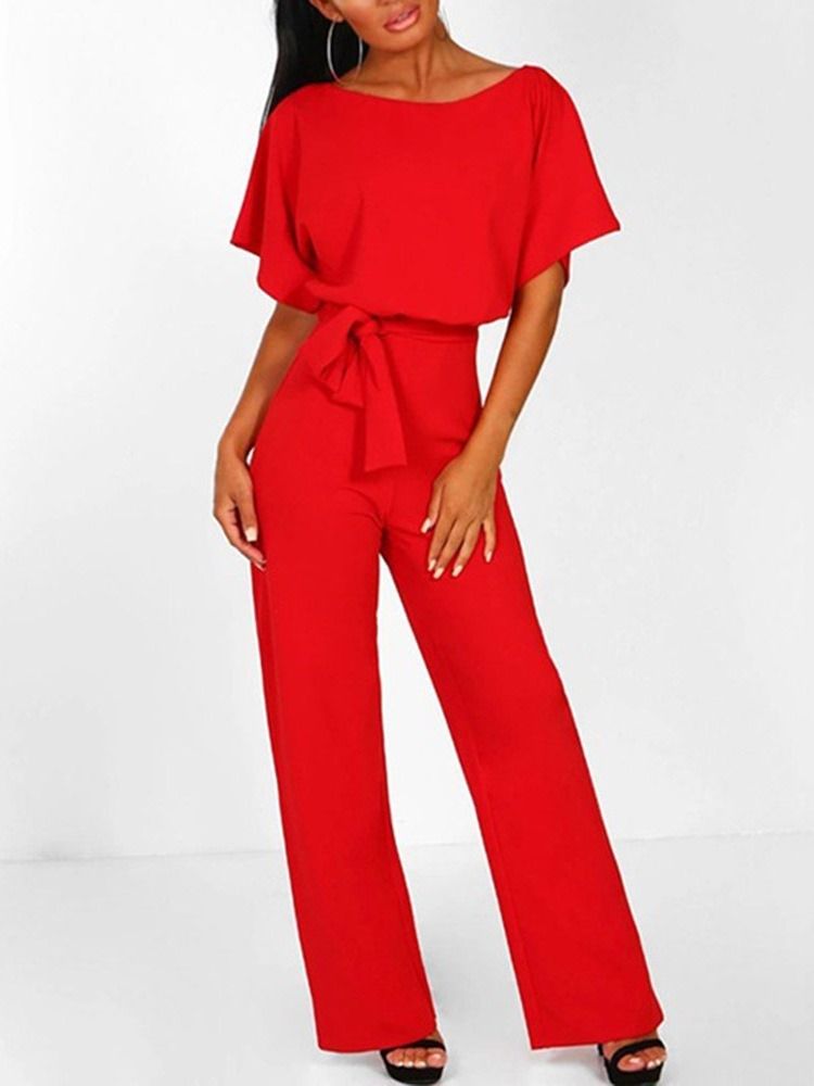 Ensfarget Fest Cocktail Slim Rett Jumpsuit For Kvinner