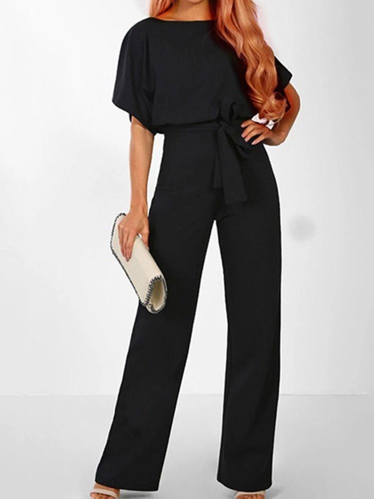 Ensfarget Fest Cocktail Slim Rett Jumpsuit For Kvinner