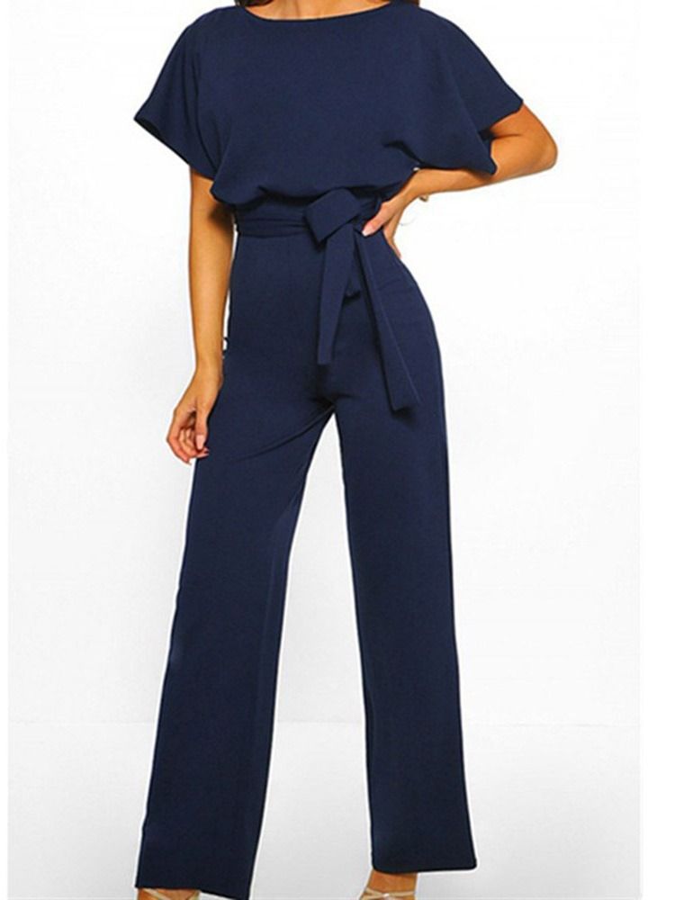 Ensfarget Fest Cocktail Slim Rett Jumpsuit For Kvinner