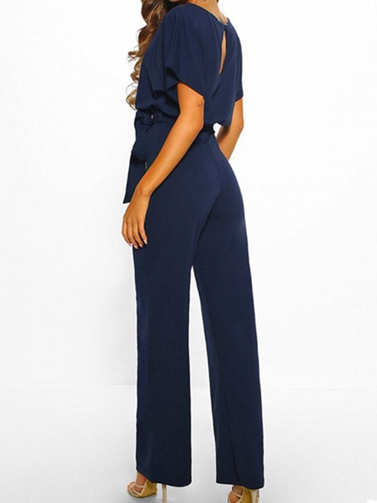 Ensfarget Fest Cocktail Slim Rett Jumpsuit For Kvinner