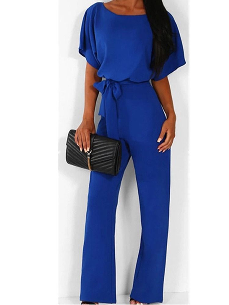 Ensfarget Fest Cocktail Slim Rett Jumpsuit For Kvinner