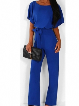 Ensfarget Fest Cocktail Slim Rett Jumpsuit For Kvinner