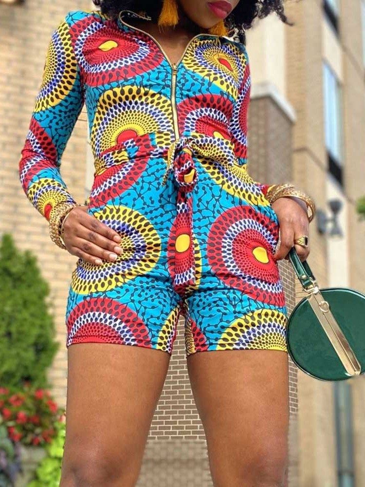 Floral Shorts Print Skinny Straight Dame-rompers