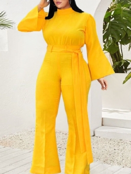 Full Lengde Ensfarget Uformell Slim Jumpsuit For Kvinner