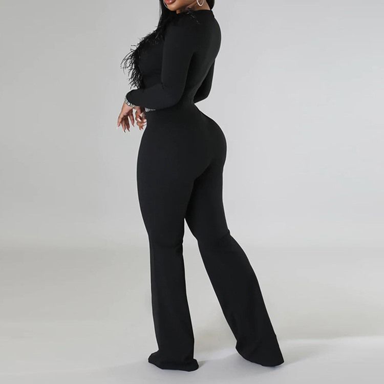 Full Lengde Fjær Western Straight Slim Jumpsuit