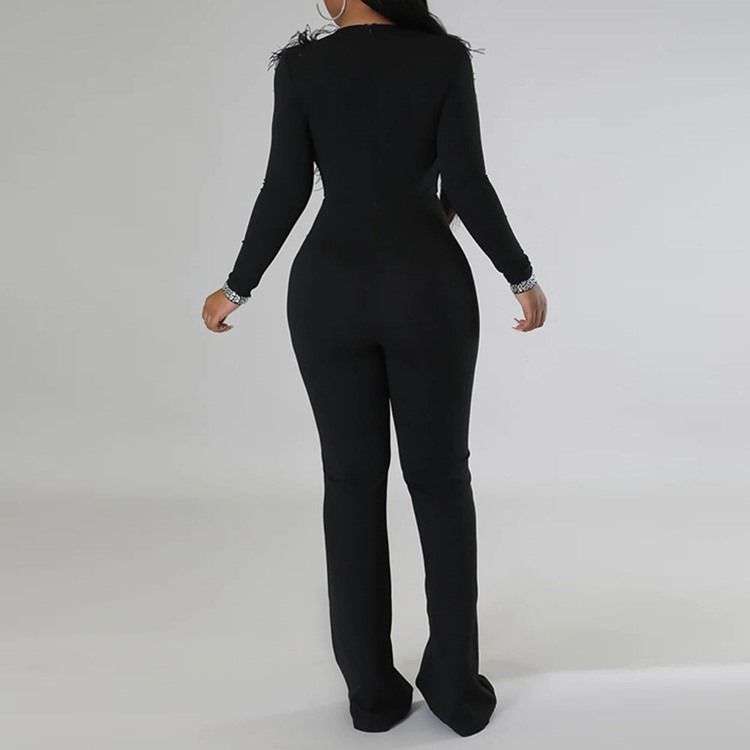 Full Lengde Fjær Western Straight Slim Jumpsuit