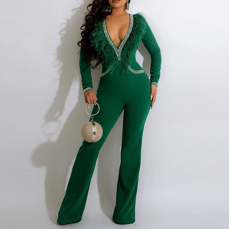 Full Lengde Fjær Western Straight Slim Jumpsuit