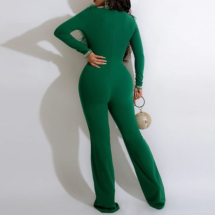 Full Lengde Fjær Western Straight Slim Jumpsuit