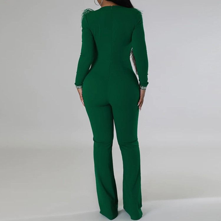 Full Lengde Fjær Western Straight Slim Jumpsuit