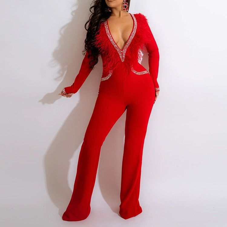 Full Lengde Fjær Western Straight Slim Jumpsuit