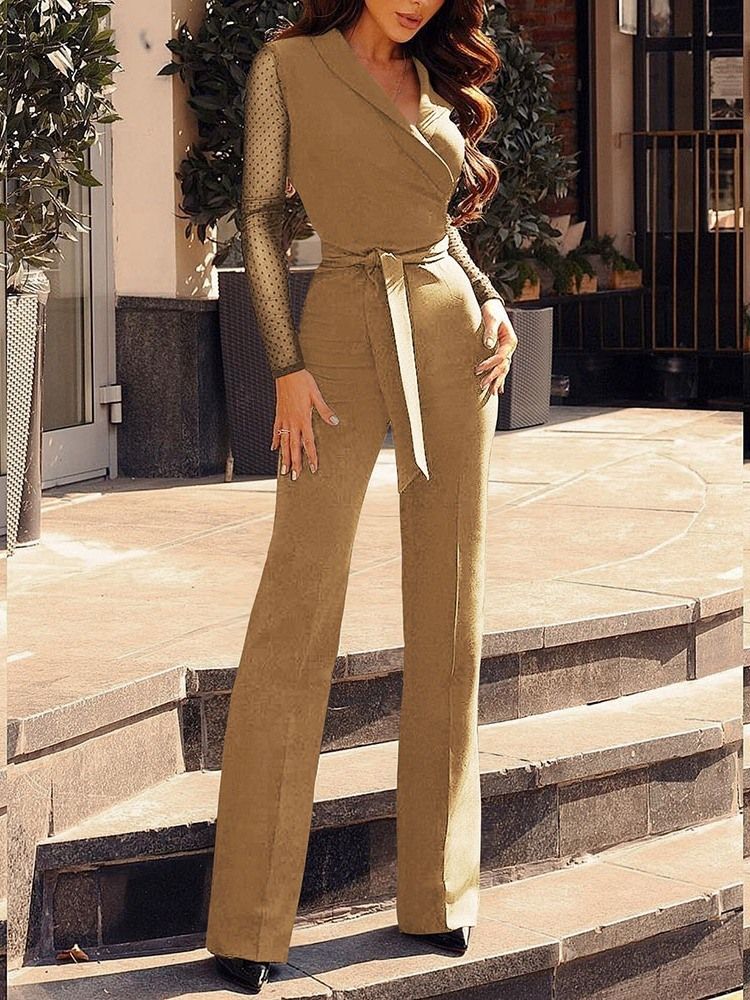 Full Lengde Mote Vanlig Slim Straight Jumpsuit For Kvinner