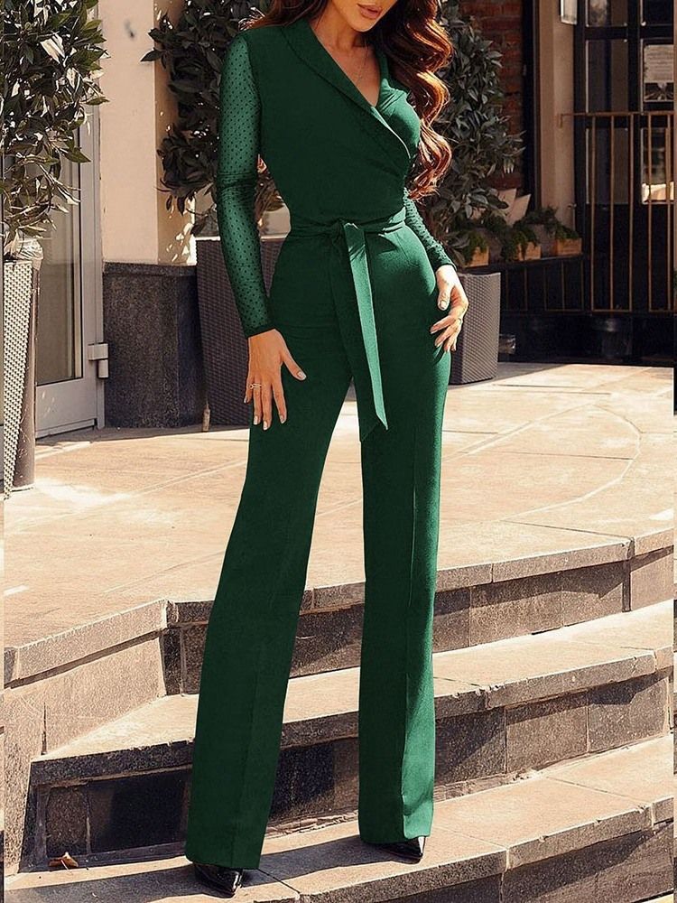 Full Lengde Mote Vanlig Slim Straight Jumpsuit For Kvinner