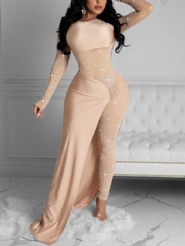 Full Lengde Sexy Vanlig Skinny Dame Mid Waist Jumpsuit