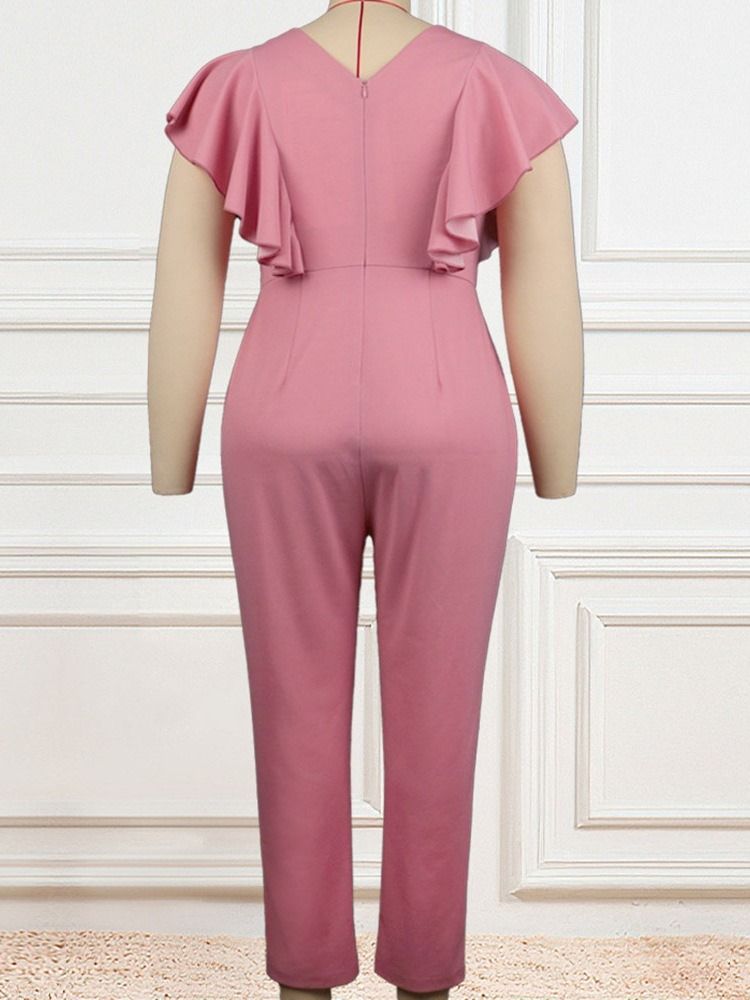 Full Lengde Uformell Vanlig Blyantbukser Slim Jumpsuit For Kvinner Plus Size