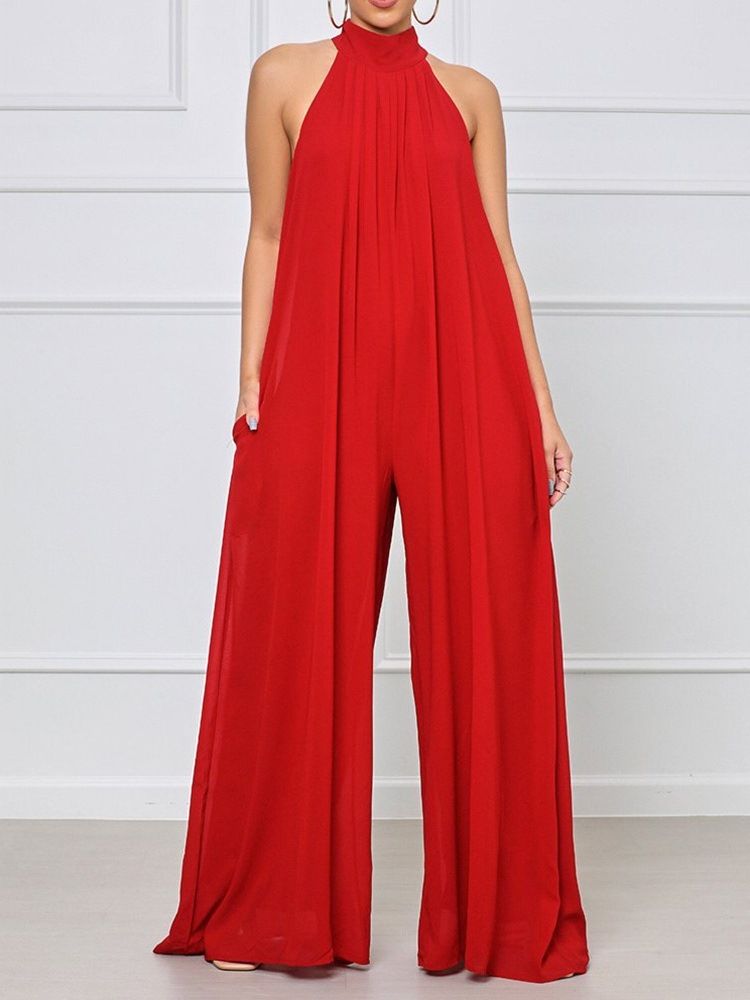 Full Lengde Vanlig Mote Rett Løs Jumpsuit