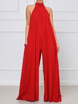 Full Lengde Vanlig Mote Rett Løs Jumpsuit