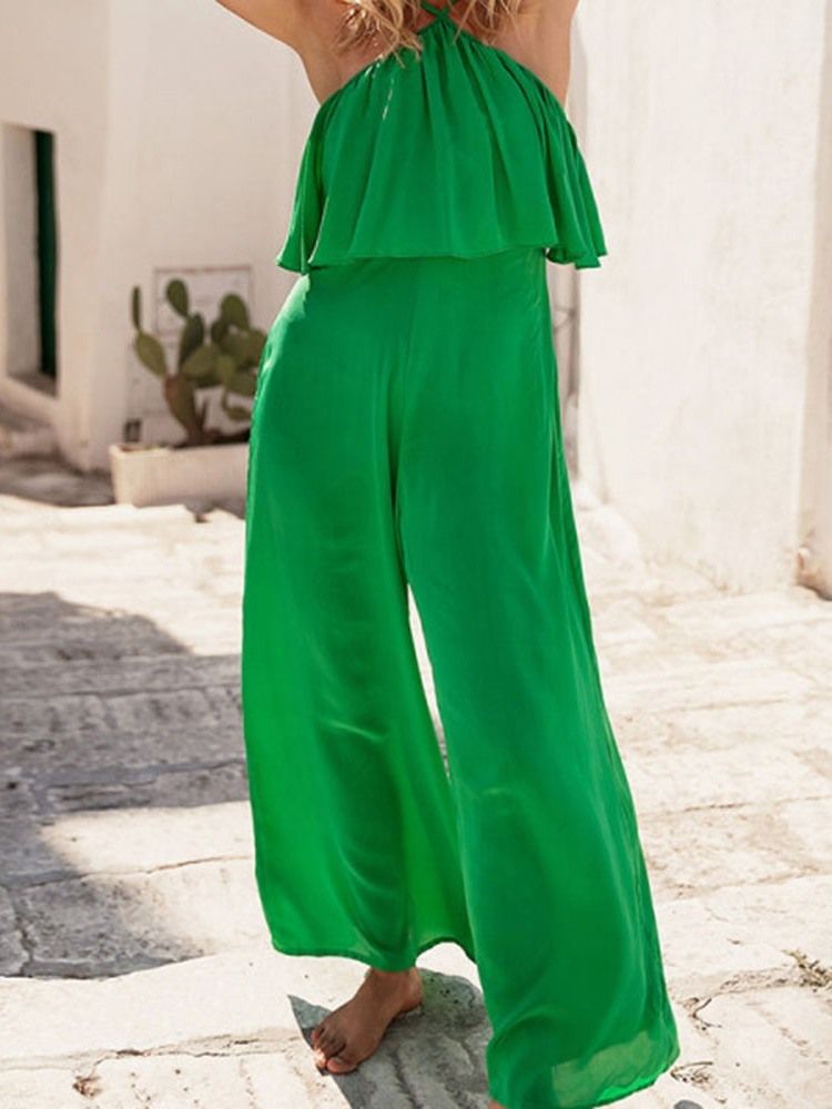 Full Lengde Vanlig Mote Rett Slim Jumpsuit For Kvinner