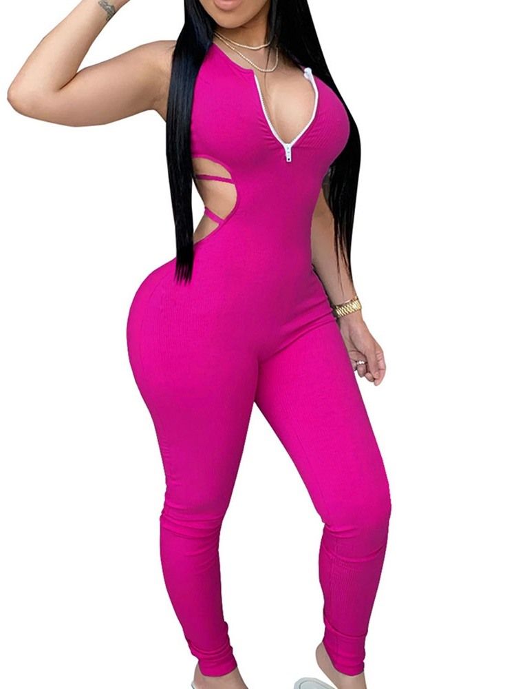 Full Lengde Vanlig Sexy Blyantbukse Skinny Jumpsuit