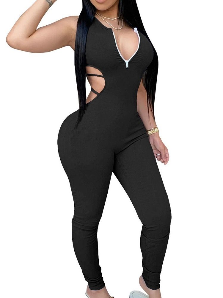 Full Lengde Vanlig Sexy Blyantbukse Skinny Jumpsuit