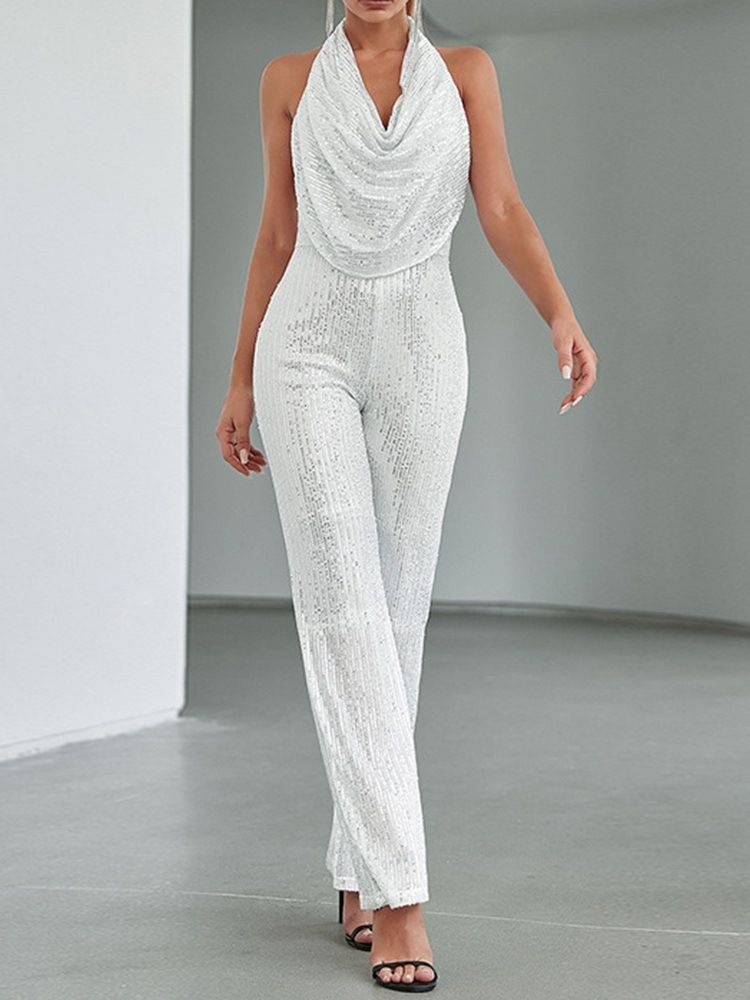 Full Lengde Western Backless Straight Slim Jumpsuit