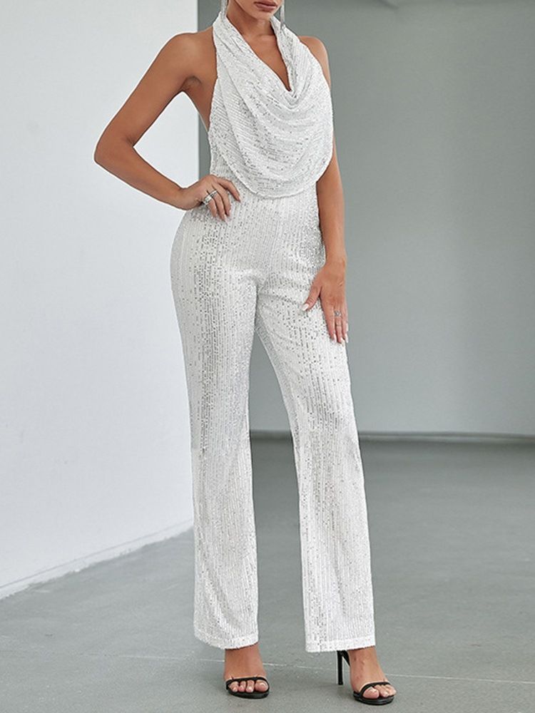 Full Lengde Western Backless Straight Slim Jumpsuit