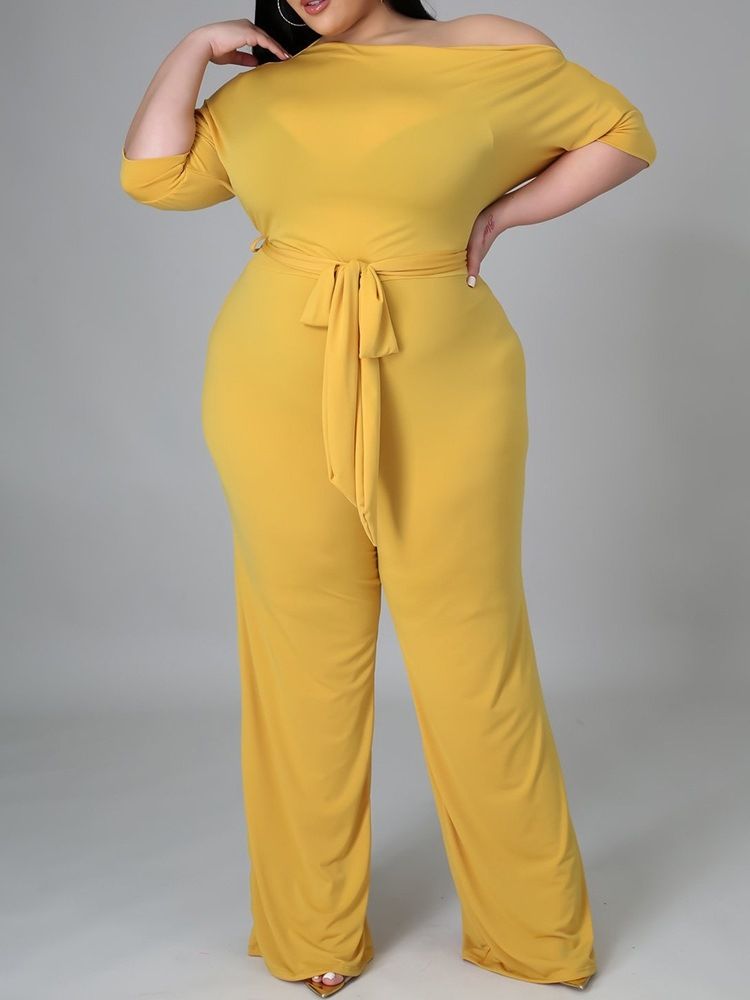 Full Lengde Western Plain Slim Jumpsuit Med Høy Midje