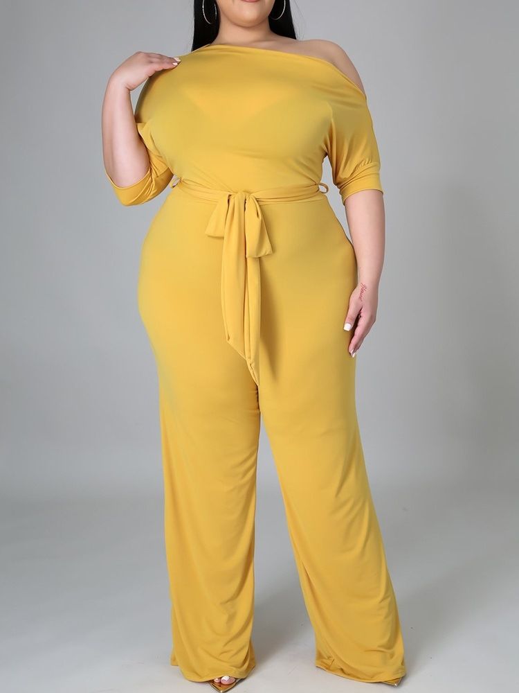 Full Lengde Western Plain Slim Jumpsuit Med Høy Midje