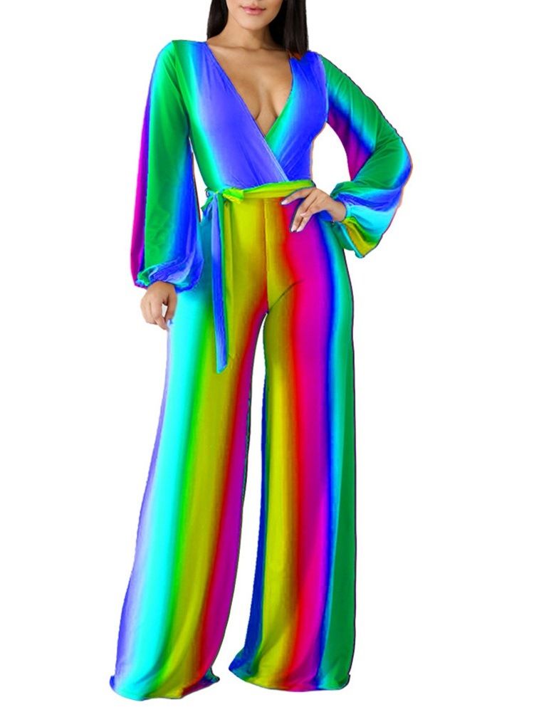 Gradient Stripe Sexy Slim Jumpsuit