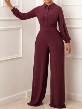 Knapp Full Lengde Formell Rett Slim Jumpsuit