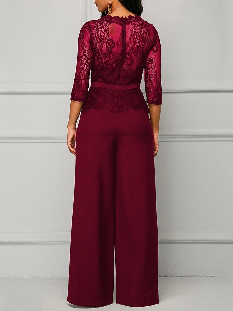 Kontor Lady Plain Lace Høy Midje Rett Jumpsuit