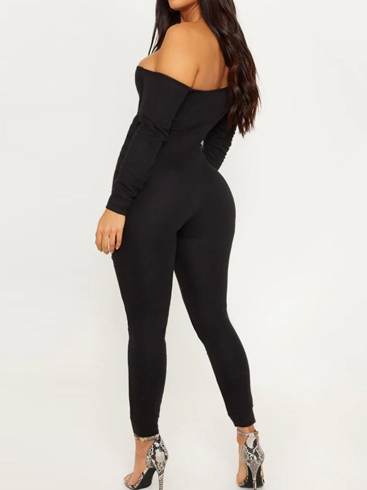 Lace-Up Vanlig Ankellengde Skinny Pencil Bukser Jumpsuit