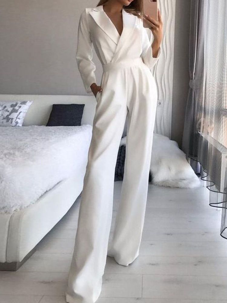 Lomme Full Lengde Mote Slanke Brede Ben Jumpsuit For Kvinner