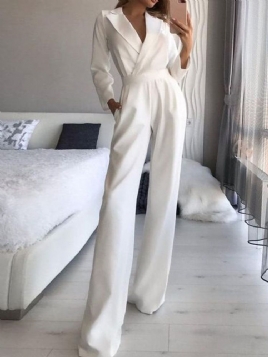 Lomme Full Lengde Mote Slanke Brede Ben Jumpsuit For Kvinner