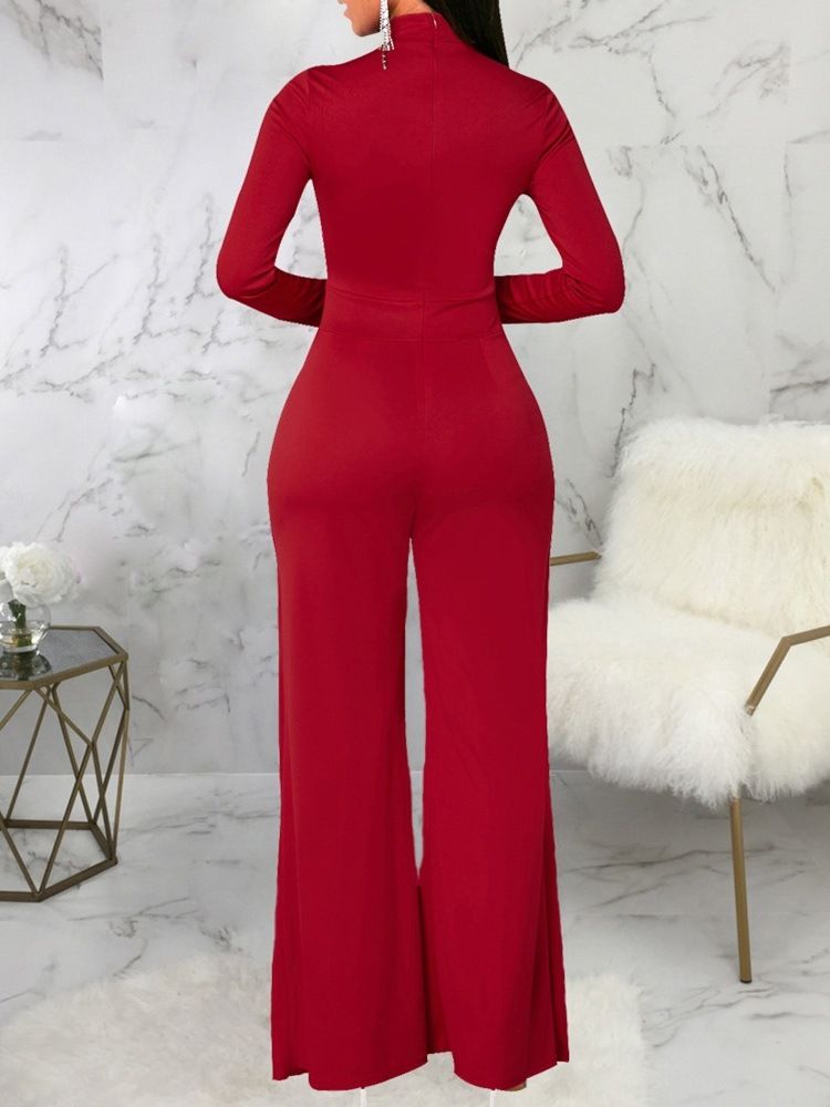 Mote Asymmetrisk Full Lengde Mid Waist Slim Jumpsuit