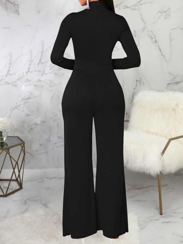 Mote Asymmetrisk Full Lengde Mid Waist Slim Jumpsuit