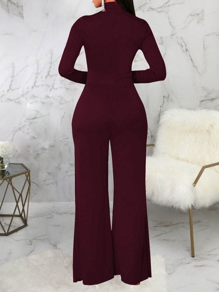 Mote Asymmetrisk Full Lengde Mid Waist Slim Jumpsuit