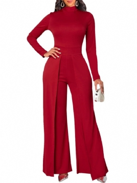 Mote Asymmetrisk Full Lengde Mid Waist Slim Jumpsuit