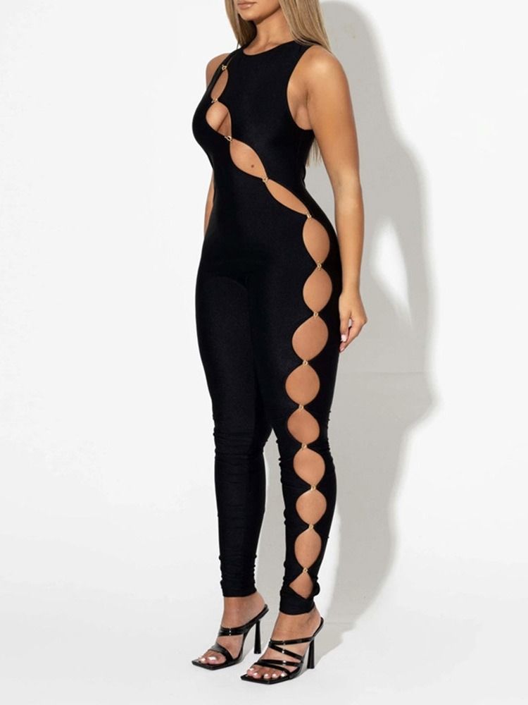 Mote Full Lengde Asymmetrisk Blyantbukse Skinny Jumpsuit