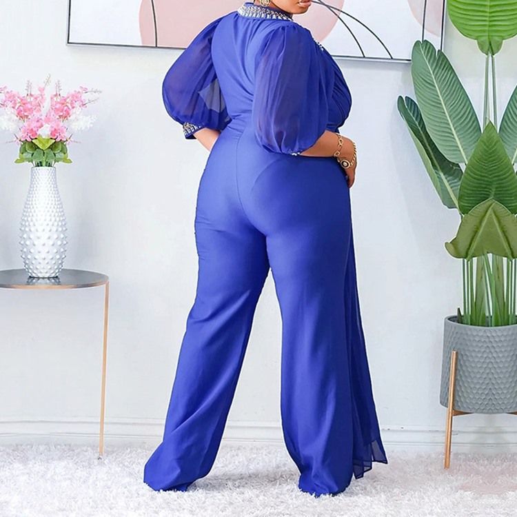 Mote Full Lengde Diamond Straight Slim Jumpsuit