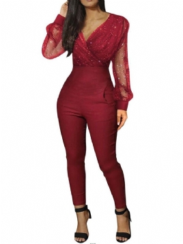 Mote Full Lengde Gjennomsiktig Mid Waist Blyantbukse Jumpsuit