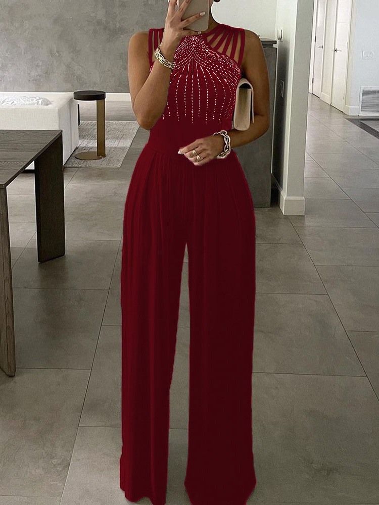 Mote Full Lengde Kvinners Brede Ben Slim Jumpsuit