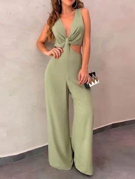 Mote Full Lengde Vanlig Rett Slim Jumpsuit For Kvinner